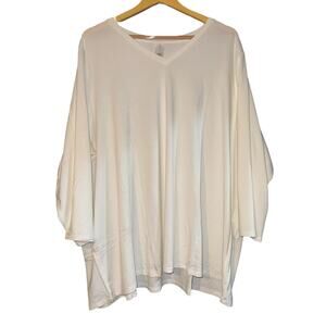 New Wynne Layers 3/4 Sleeve V Neck Top White Womens 3X Lightweight Flowy Relaxed